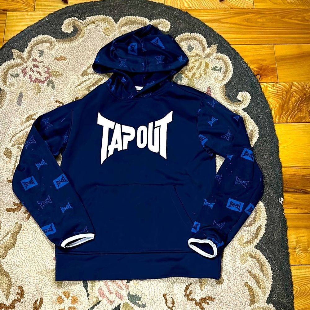 TapOut Boys Pullover Hoodie, Logo Print, Sz 12